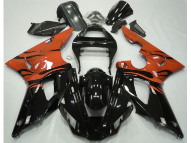 Black Flame & Orange 2000-2001 Yamaha R1 Motorcycle Fairing