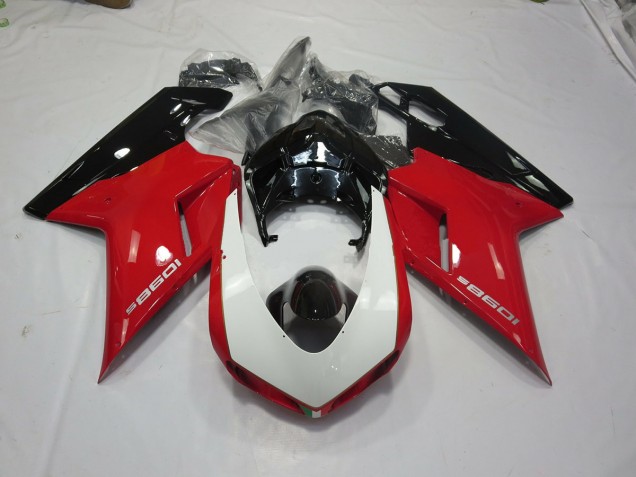 Black Red and White 2007-2014 Ducati Ducati 848 1098 1198 Motorcycle Fairing