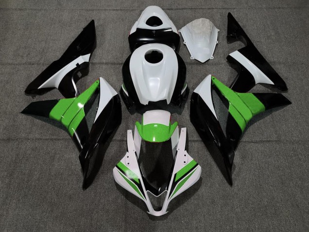 Black White and Green 2007-2008 Honda CBR600RR Motorcycle Fairing