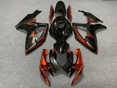 Black and Burnt Orange 2006-2007 Suzuki GSXR 600-750 Motorcycle Fairing