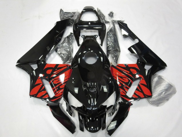 Black and Tribal Red 2005-2006 Honda CBR600RR Motorcycle Fairing