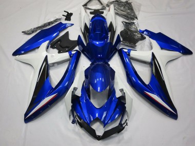 Blue Black and White 2008-2010 Suzuki GSXR 600-750 Motorcycle Fairing