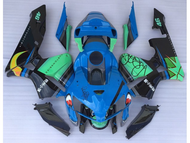 Blue Shark & Green 2005-2006 Honda CBR600RR Motorcycle Fairing