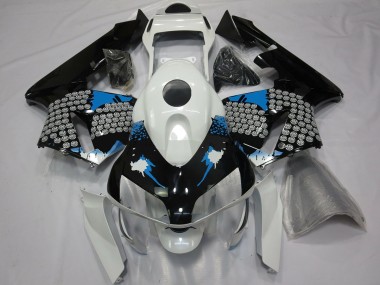 Blue White and Black Splatter 2003-2004 Honda CBR600RR Motorcycle Fairing