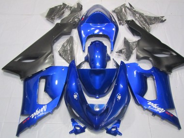 Blue and Black 2005-2006 Kawasaki ZX6R Motorcycle Fairing