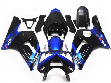 Blue and Gloss Black Elf 2003-2004 Kawasaki ZX6R Motorcycle Fairing