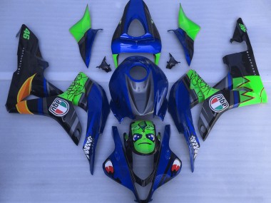 Blue and Green Shark 2007-2008 Honda CBR600RR Motorcycle Fairing