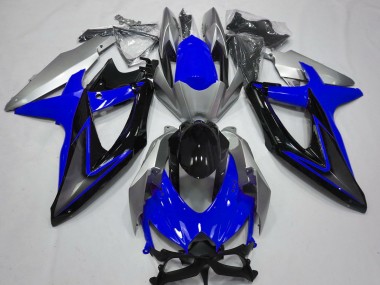 Blue and Silver 2008-2010 Suzuki GSXR 600-750 Motorcycle Fairing