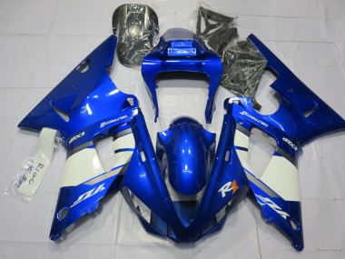 Blue and White 2000-2001 Yamaha R1 Motorcycle Fairing