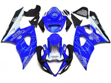 Blue and White Corona Style 2005-2006 Suzuki GSXR 1000 Motorcycle Fairing