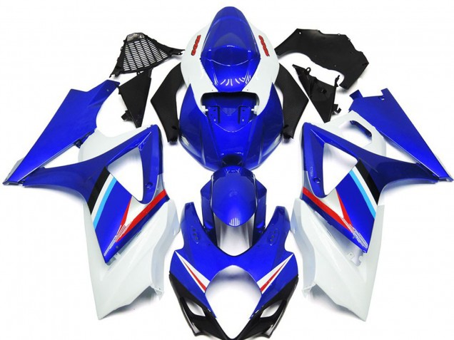 Blue and White Gloss 2007-2008 Suzuki GSXR 1000 Motorcycle Fairing