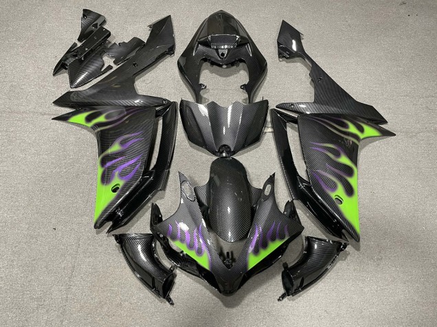 Carbon Fiber Style with Flames 2007-2008 Yamaha R1 Motorcycle Fairing