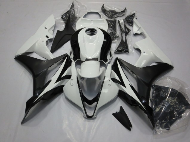 Clean Black and White 2007-2008 Honda CBR600RR Motorcycle Fairing