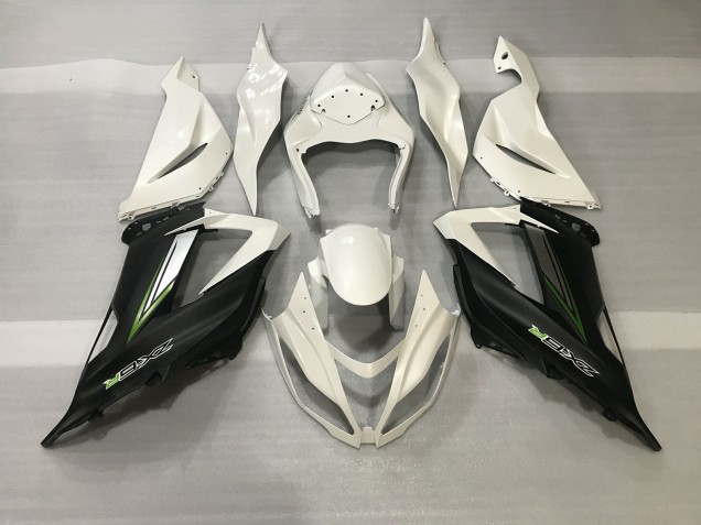 Crystal White & Satin Black 2013-2018 Kawasaki ZX6R Motorcycle Fairing