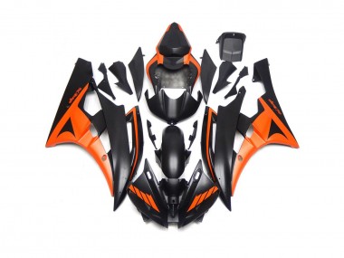 Custom Matte Black and Orange 2006-2007 Yamaha R6 Motorcycle Fairing