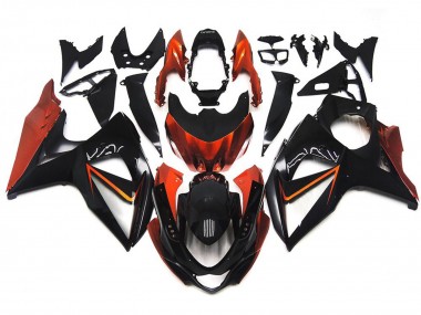 Custom Orange and Black with Silver inlay 2009-2016 Suzuki GSXR 1000 Motorcycle Fairing