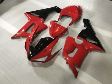 Custom Red and Black 2005-2006 Kawasaki ZX6R Motorcycle Fairing