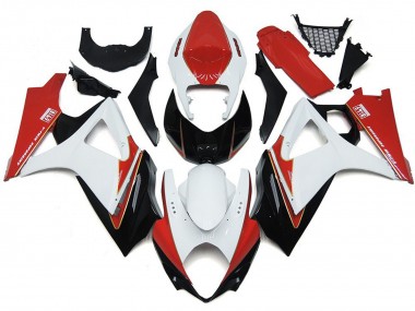 Custom Red and White with Black 2007-2008 Suzuki GSXR 1000 Motorcycle Fairing