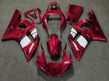 Deep Red & White 1998-2002 Yamaha R6 Motorcycle Fairing