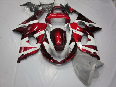 Deep Red and White 2000-2002 Suzuki GSXR 1000 Motorcycle Fairing