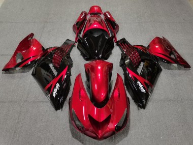 Fire Red and Black 2006-2011 Kawasaki ZX14R Motorcycle Fairing