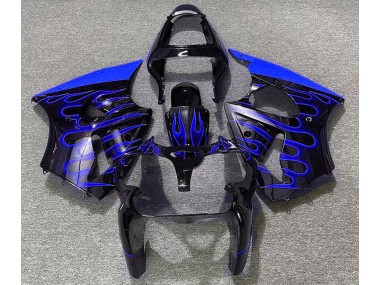 Gloss Black & Blue Flame 2000-2002 Kawasaki ZX6R Motorcycle Fairing