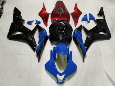 Gloss Black & Blue and Red Accents 2007-2008 Honda CBR600RR Motorcycle Fairing