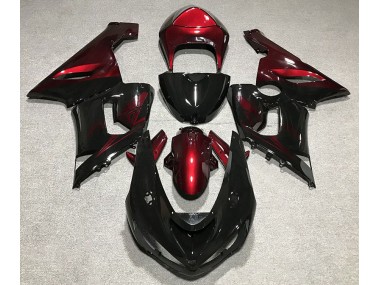 Gloss Black & Deep Red 2005-2006 Kawasaki ZX6R Motorcycle Fairing