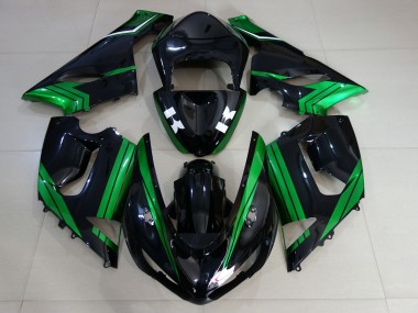 Gloss Black & Electric Green 2005-2006 Kawasaki ZX6R Motorcycle Fairing