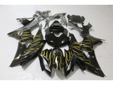 Gloss Black & Flame 2008-2016 Yamaha R6 Motorcycle Fairing