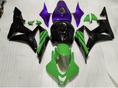 Gloss Black & Green and Purple Accents 2007-2008 Honda CBR600RR Motorcycle Fairing