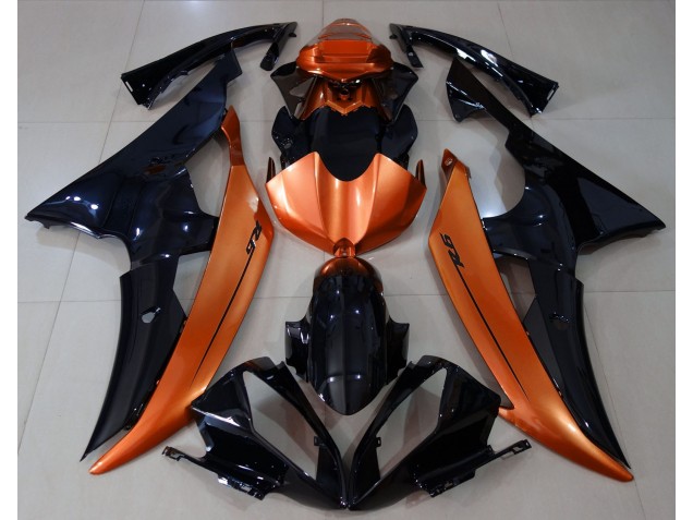 Gloss Black & Light Orange 2008-2016 Yamaha R6 Motorcycle Fairing