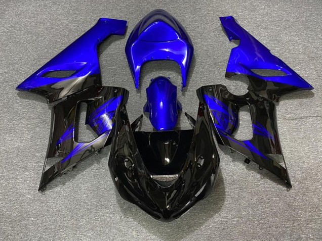 Gloss Black and Blue 2005-2006 Kawasaki ZX6R Motorcycle Fairing