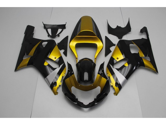 Gloss Black and Gold 2001-2003 Suzuki GSXR 600-750 Motorcycle Fairing