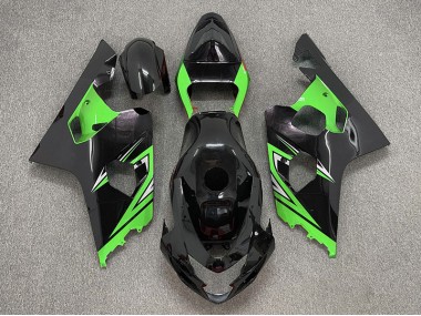 Gloss Black and Green 2004-2005 Suzuki GSXR 600-750 Motorcycle Fairing