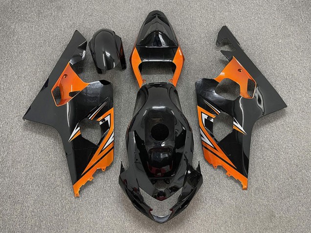 Gloss Black and Orange 2004-2005 Suzuki GSXR 600-750 Motorcycle Fairing