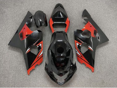 Gloss Black and Red 2004-2005 Suzuki GSXR 600-750 Motorcycle Fairing