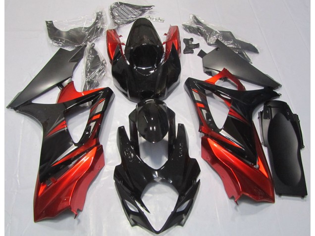 Gloss Black and Red 2007-2008 Suzuki GSXR 1000 Motorcycle Fairing