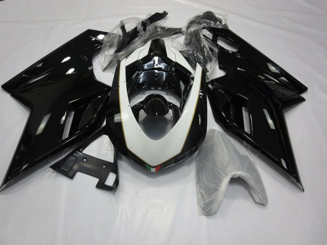 Gloss Black and White 2007-2014 Ducati Ducati 848 1098 1198 Motorcycle Fairing