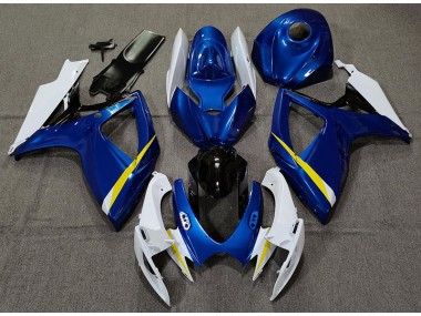 Gloss Blue White and Yellow 2006-2007 Suzuki GSXR 600-750 Motorcycle Fairing