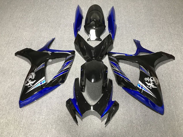 Gloss Blue and Black Design 2006-2007 Suzuki GSXR 600-750 Motorcycle Fairing