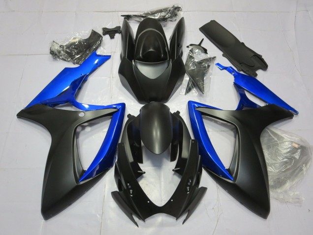 Gloss Blue and Matte Black 2006-2007 Suzuki GSXR 600-750 Motorcycle Fairing