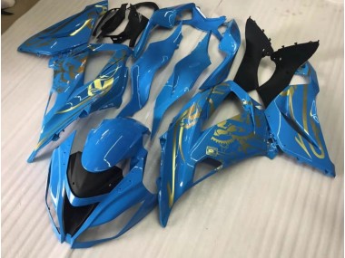 Gloss Blue with Gold 2016-2019 Kawasaki ZX10R Motorcycle Fairing