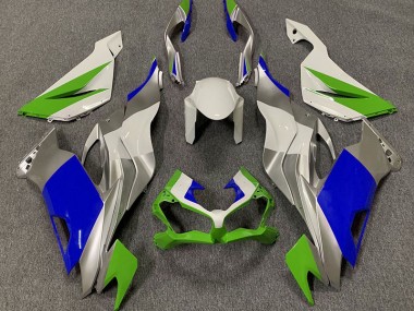 Gloss Green Blue and Silver 2019-2023 Kawasaki ZX6R Motorcycle Fairing