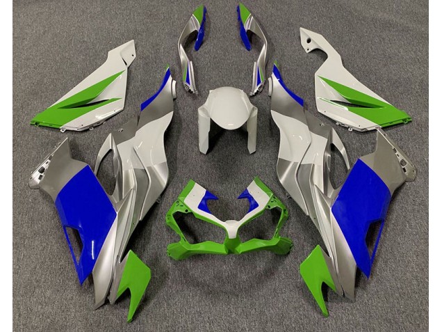 Gloss Green Blue and Silver 2019-2023 Kawasaki ZX6R Motorcycle Fairing