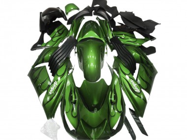 Gloss Green & Flame 2006-2011 Kawasaki ZX14R Motorcycle Fairing