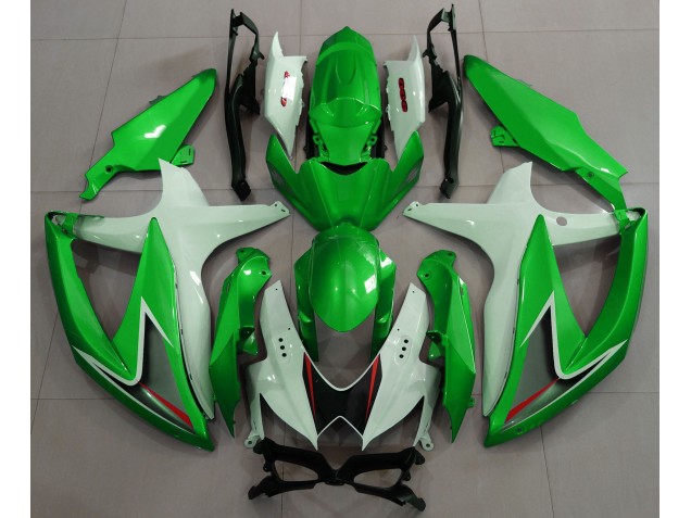 Gloss Green & White 2008-2010 Suzuki GSXR 600-750 Motorcycle Fairing