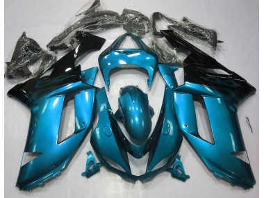 Gloss Light Blue & Black 2007-2008 Kawasaki ZX6R Motorcycle Fairing