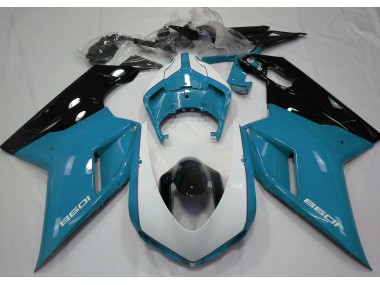 Gloss Light Blue & White 2007-2014 Ducati Ducati 848 1098 1198 Motorcycle Fairing