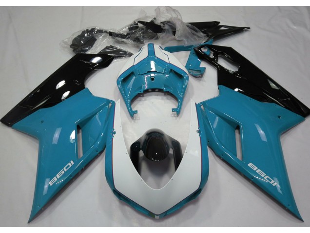 Gloss Light Blue & White 2007-2014 Ducati Ducati 848 1098 1198 Motorcycle Fairing